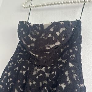 Catherine Malandrino Womens Sz 4 Back Zip Strapless Crochet Knit Peplum Dress